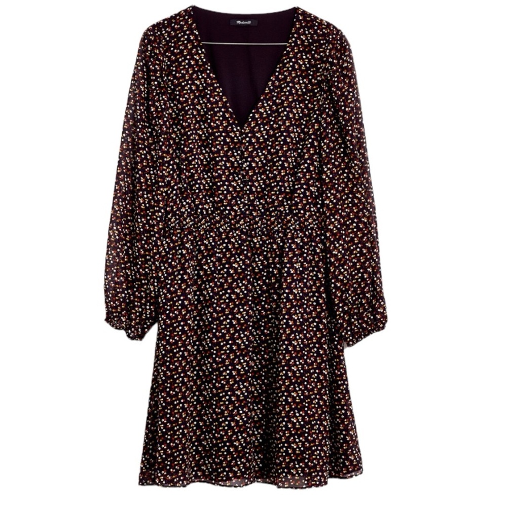 Madewell NWT (Re)sourced Georgette Button-Front Mini Dress in Adorable Ditsy Med
